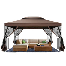 10x13 Gazebo Tent with Mosquito Netting and Ventilated Double Flat Roof