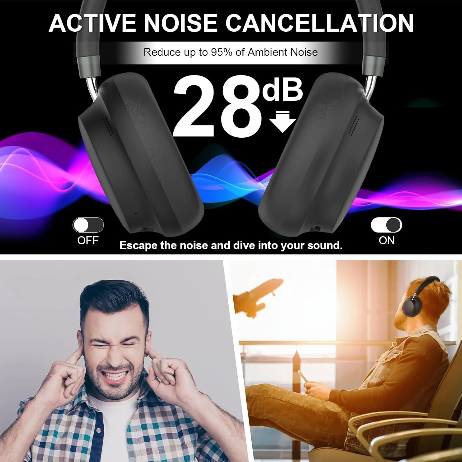 APP T-fun NC45 Bluetooth Active Noise Cancelling Headphones