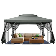 10x13 Gazebo Tent with Mosquito Netting and Ventilated Double Flat Roof
