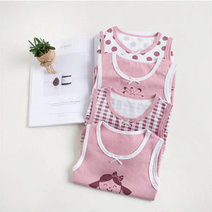 Cartoon Cotton Children Undershirts 4pcs