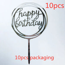 10Pcs Rose Gold Happy Birthday Cake Topper