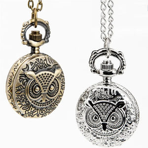 12pcs/lot Carved Owl Pocket Watch