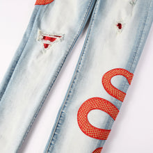 Solid Snake Embroidered Denim Pants