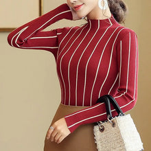 Striped Turtleneck Thick Sweater