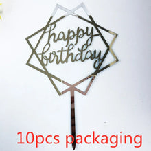10Pcs Rose Gold Happy Birthday Cake Topper