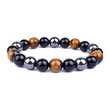 Natural Black Obsidian Hematite Tiger Eye Bead Bracelet