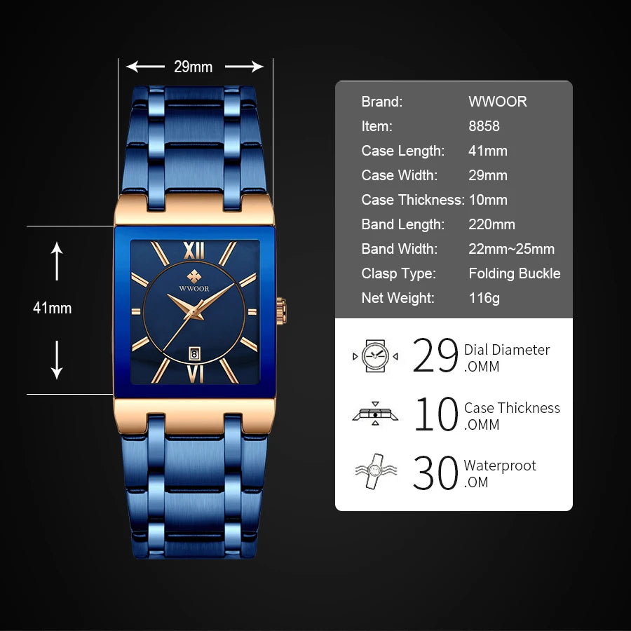 Square Face Roman Numeral Dial Ladies Watch