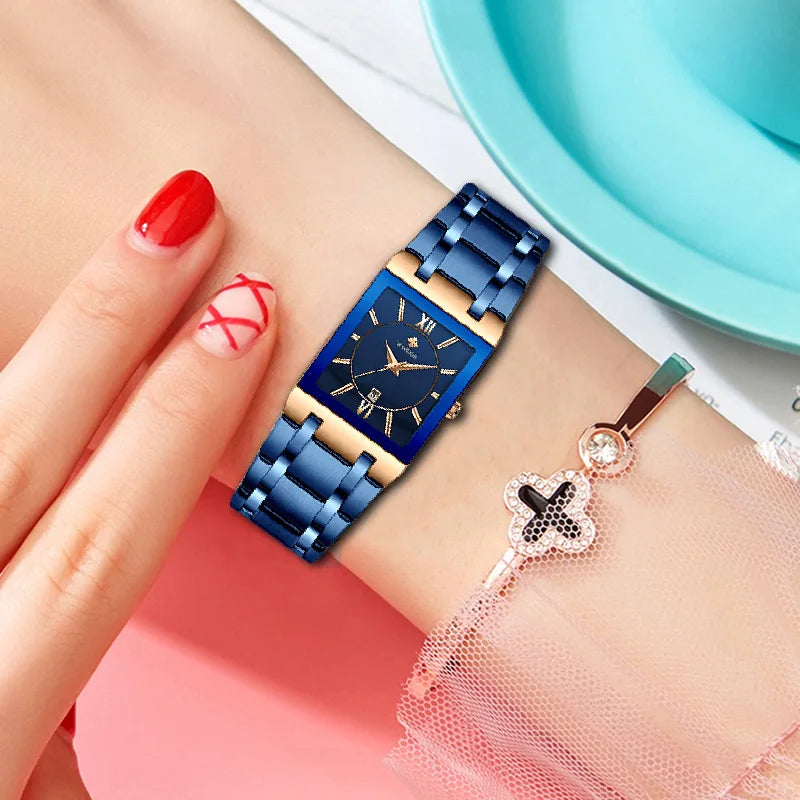 Square Face Roman Numeral Dial Ladies Watch