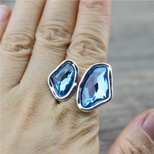 Designer Retro Irregular Crystal Antique Silver-plated Ring