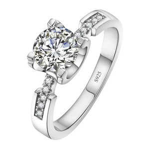 Real 925 Sterling Silver 1ct Lab Diamond Ring