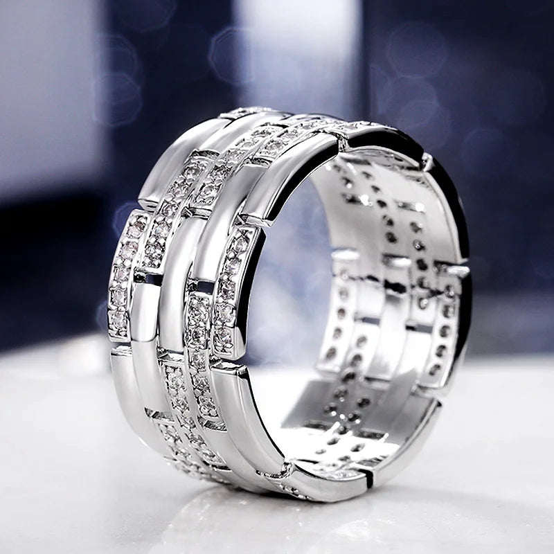Huitan Silver Cubic Zirconia Ring