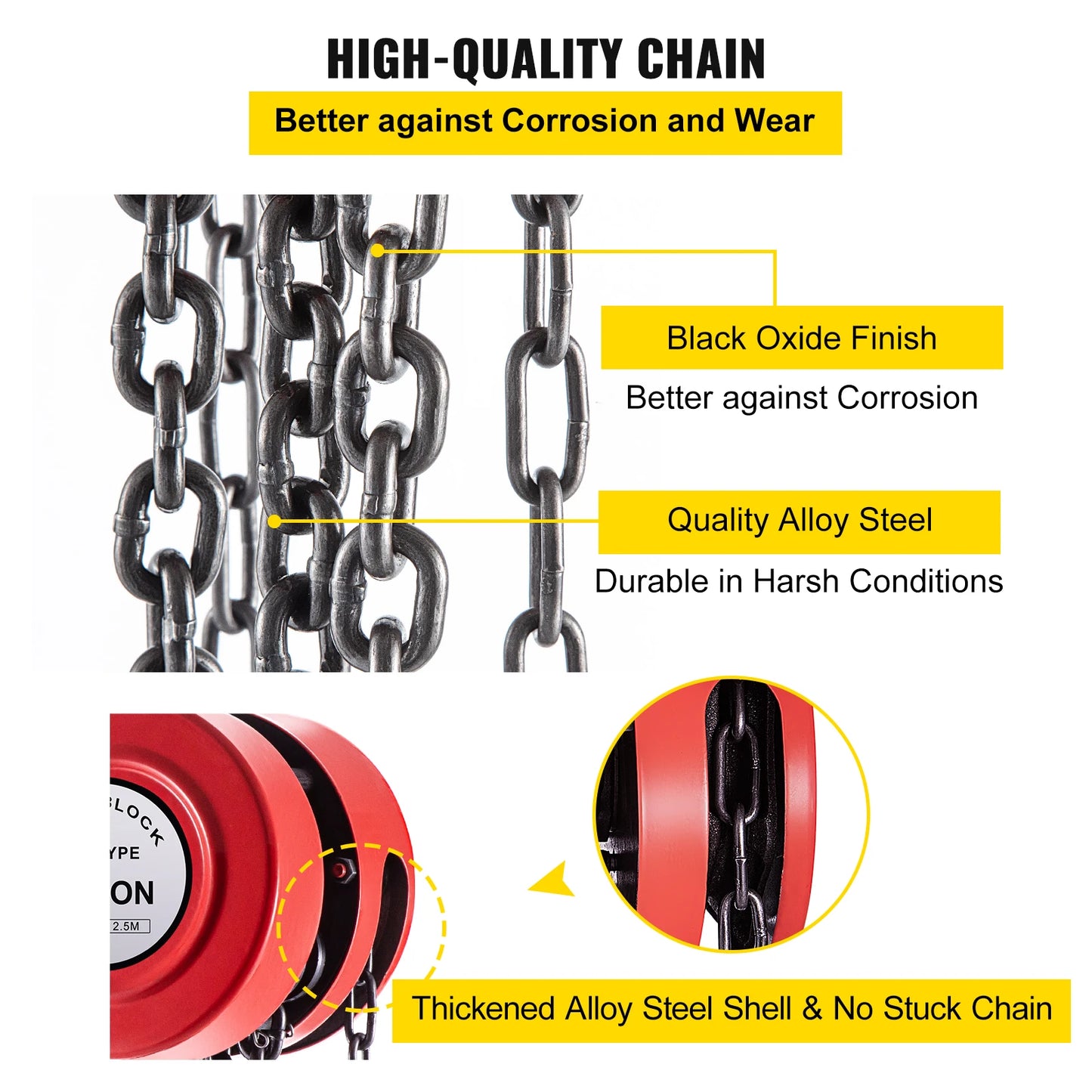 VEVOR Chain Hoist Chain Block 1/2/3Ton (2200/4400/6600 LBS)  Capacity