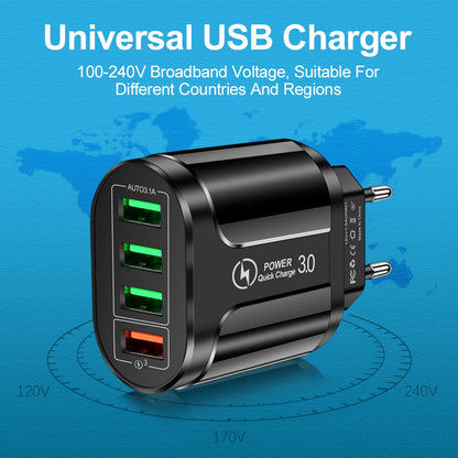 4 Port USB 45W USB Charger Fast Charge QC 3.0 Wall Charging
