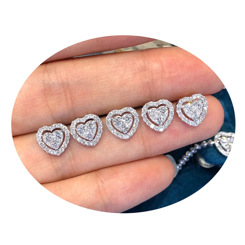 Huitan Full Cubic Zirconia Heart Earrings