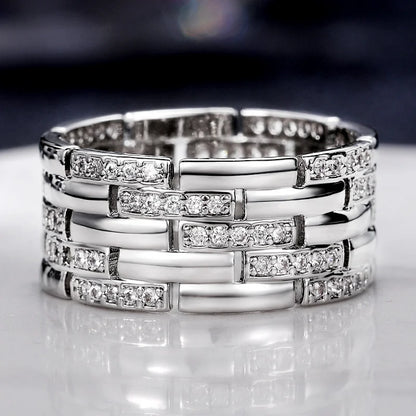 Huitan Silver Cubic Zirconia Ring