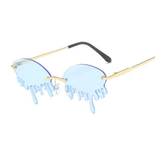 Rimless Trendy Tears Shaped Sunglasses