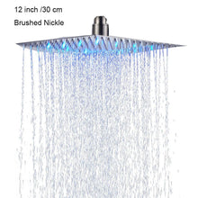 LED Rainfall Shower Head Stainless Steel Square Color Changing Lights Shower Head