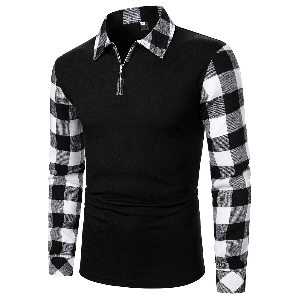 Long Sleeve Plaid Matching Zippered Shirt