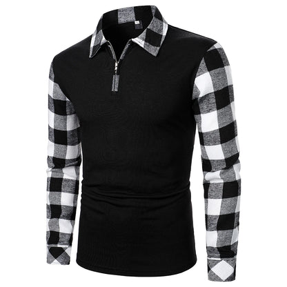 Long Sleeve Plaid Matching Zippered Shirt