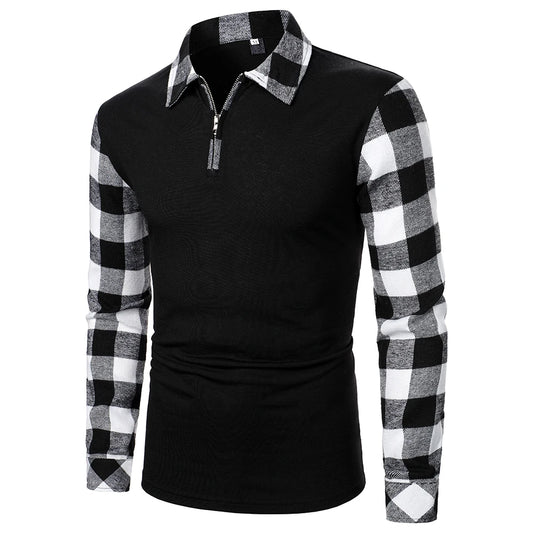 Long Sleeve Plaid Matching Zippered Shirt
