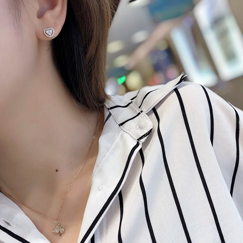 Huitan Full Cubic Zirconia Heart Earrings