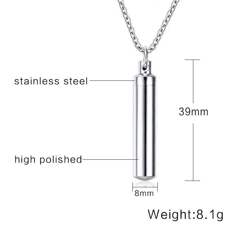 Vnox Hollow Pill Cross Engraved Cremation Urn Necklace