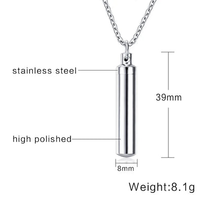 Vnox Hollow Pill Cross Engraved Cremation Urn Necklace