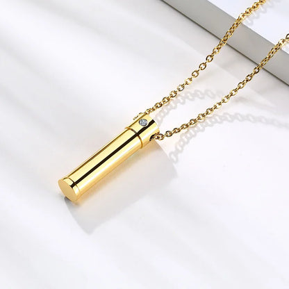Vnox Hollow Pill Cross Engraved Cremation Urn Necklace