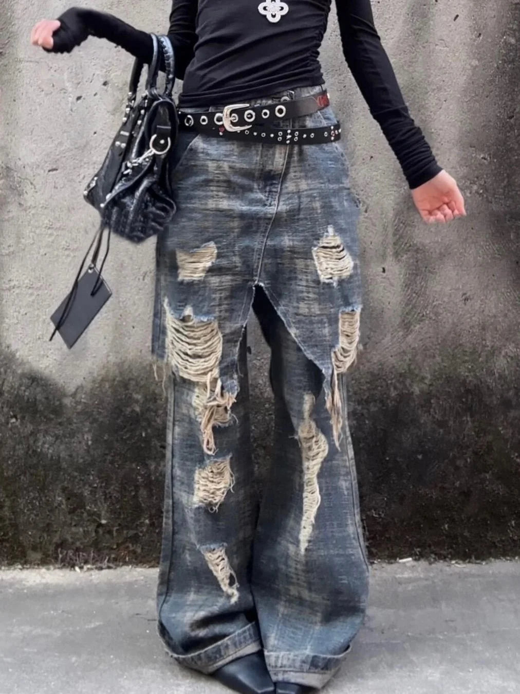Boutique Fashion High Waist Retro Washed Loose Slimming Jeans