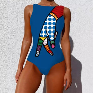 One Piece Exotic Print Bathing Suit