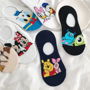 5 Pairs Cartoon Print Invisible Socks