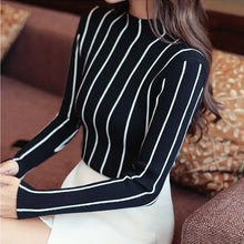 Striped Turtleneck Thick Sweater