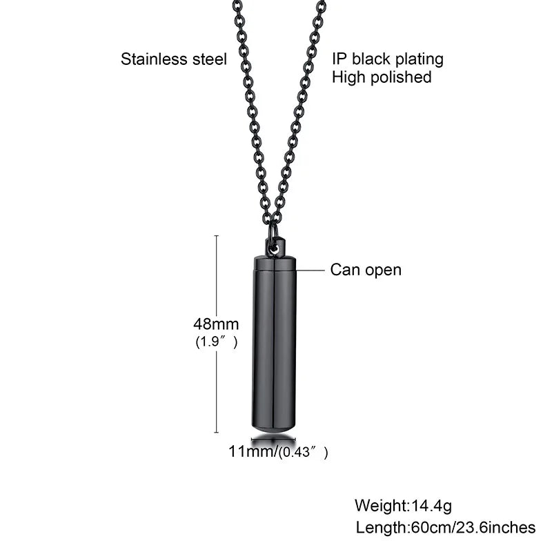 Vnox Hollow Pill Cross Engraved Cremation Urn Necklace
