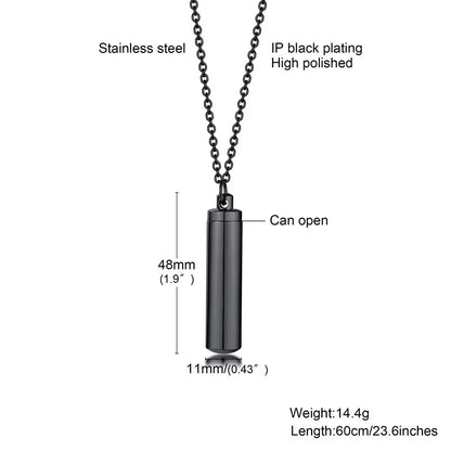 Vnox Hollow Pill Cross Engraved Cremation Urn Necklace
