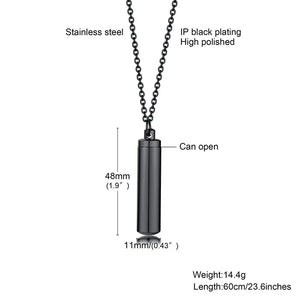Vnox Hollow Pill Cross Engraved Cremation Urn Necklace