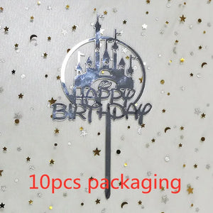 10Pcs Rose Gold Happy Birthday Cake Topper