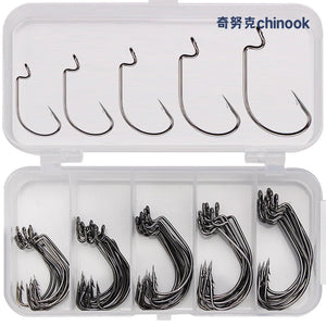 50pcs Wide Carbon Steel Offset Fishhook