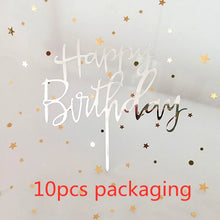 10Pcs Rose Gold Happy Birthday Cake Topper