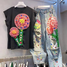 Boutique Fashionable High Waisted Loose Straight Leg Jeans