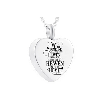 Heart-shaped Silver Cremation Pendant Necklace