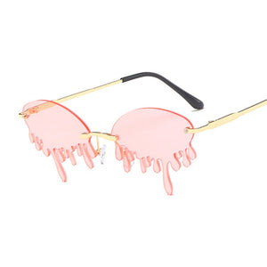 Rimless Trendy Tears Shaped Sunglasses