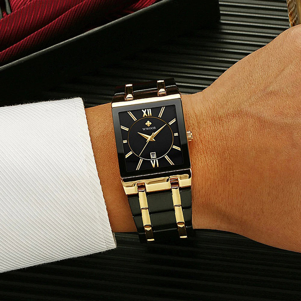 WWOOR Quartz Square Face Geneva Design Wrist Watch