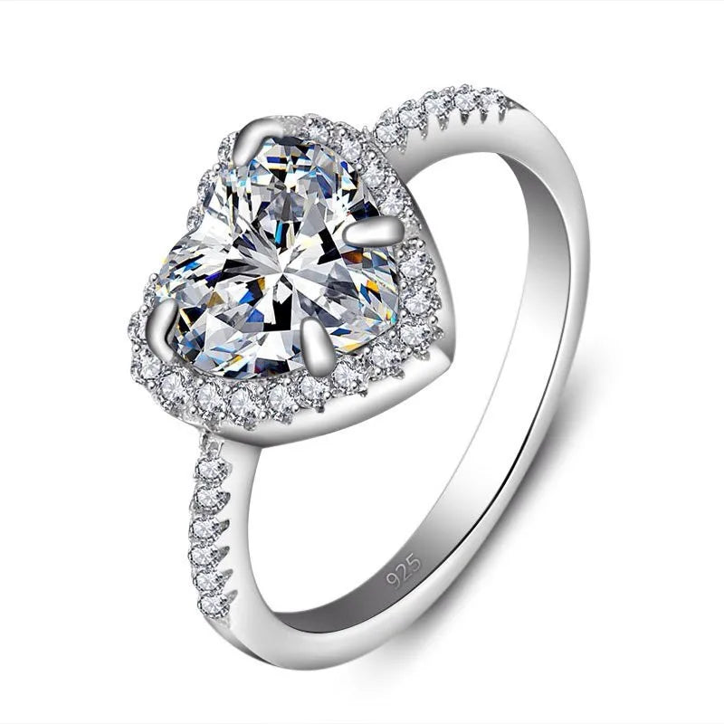 Real 925 Sterling Silver 1ct Lab Diamond Ring
