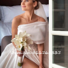 One Shoulder High Slit Bow Back Wedding Dress