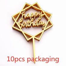 10Pcs Rose Gold Happy Birthday Cake Topper