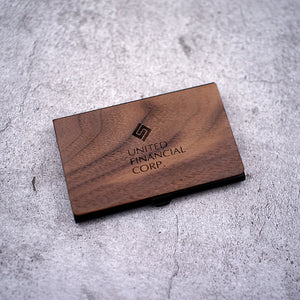 Wood & Stainless Steel Pocket Business Card Holder