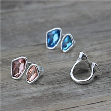 Designer Retro Irregular Crystal Antique Silver-plated Ring