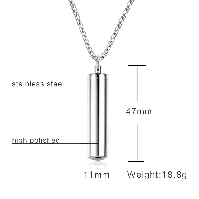 Vnox Hollow Pill Cross Engraved Cremation Urn Necklace