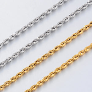 316L Stainless Steel Gold Color Twisted Rope Chain