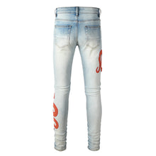 Solid Snake Embroidered Denim Pants